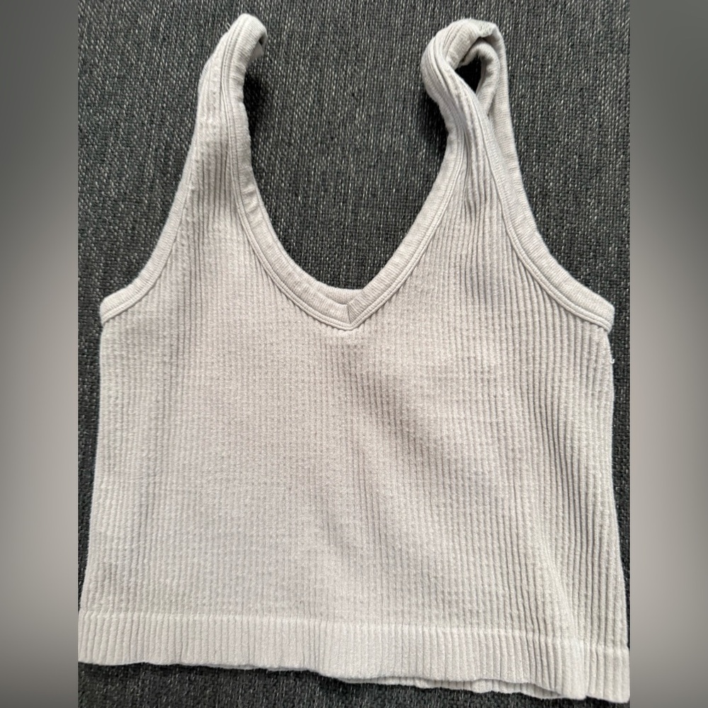 Mono B Women's Gray Ribbed Tank Top size S\XS - Picture 5 of 9